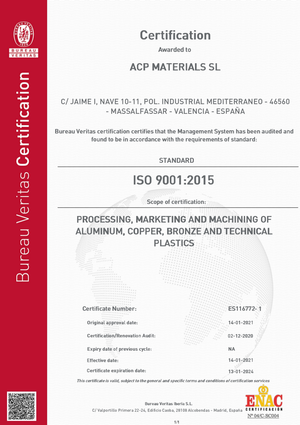 ACP CERTIFICADO ISO 9001 2015 ENGLISH